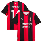 Milan Style Red & Black Striped Soccer Jersey (Modrić)