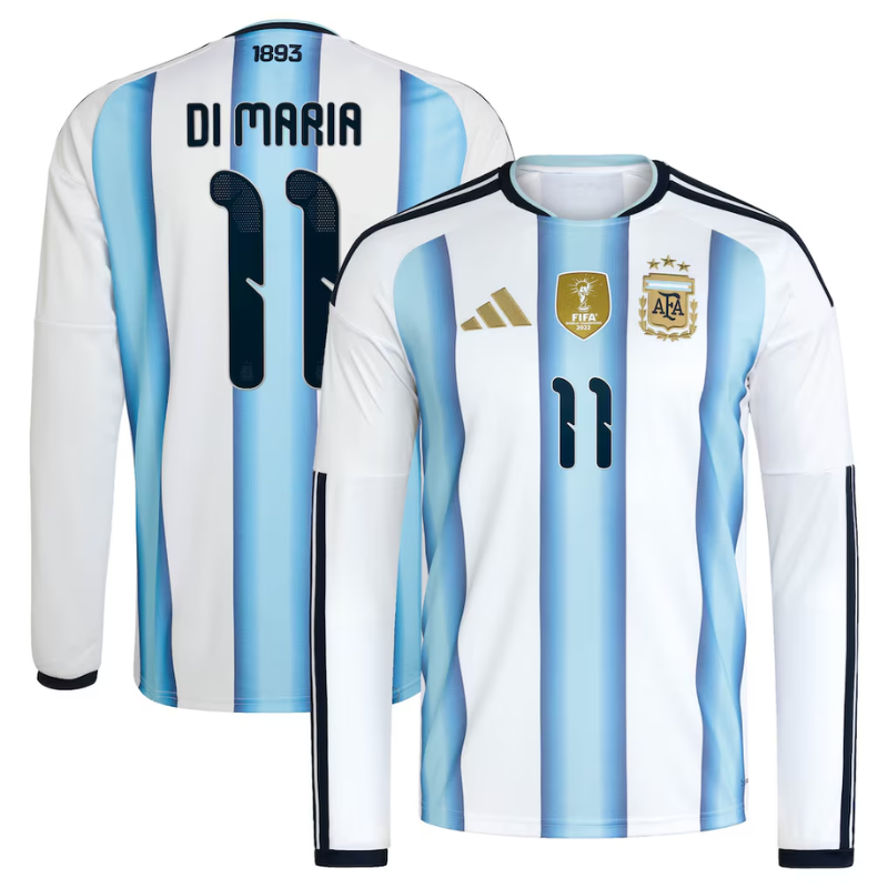 Angel Di Maria Argentina National Team adidas 2026 Home Long Sleeve Jersey - White
