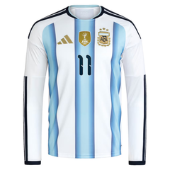 Angel Di Maria Argentina National Team adidas 2026 Home Long Sleeve Jersey - White