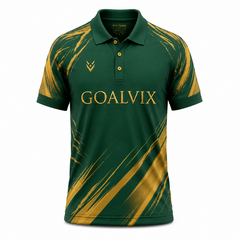 GOALVIX Men's Performance Polo Shirt – Forest Green & Gold