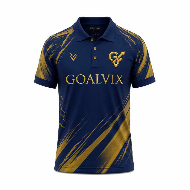 GOALVIX Men's Performance Polo Shirt – Navy Blue & Gold