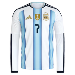 Rodrigo De Paul Argentina National Team adidas 2026 Home Long Sleeve Jersey - White